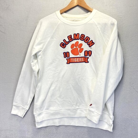 Clemson Tigers Crewneck Sweatshirti Womens Medium M White NCAA Pullover Soft - Picture 1 of 14
